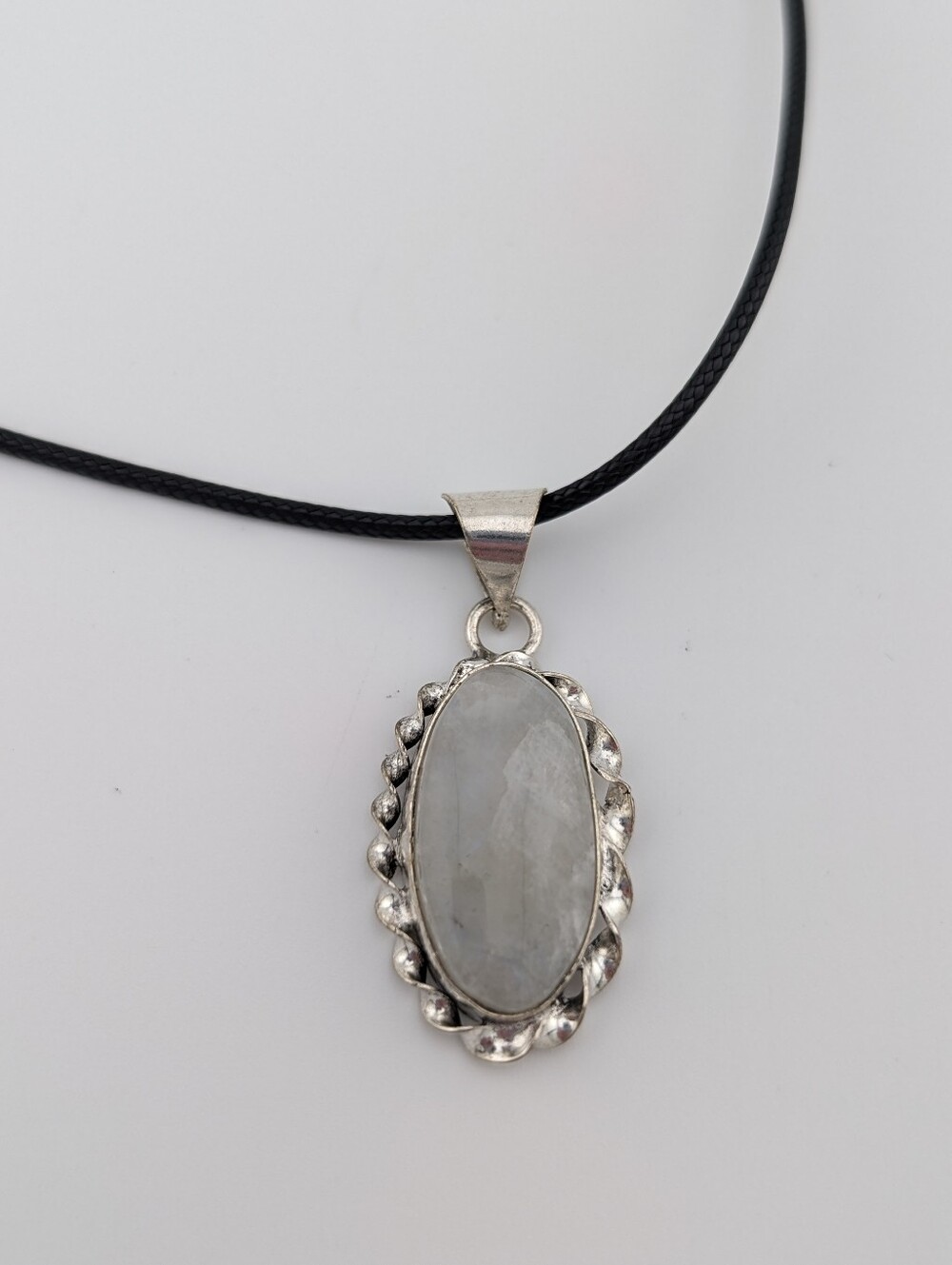 Boho Moonstone Pendant Necklace Silver Plated